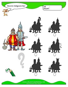 Resmin Gölgesini Bul Çalışma Sayfaları